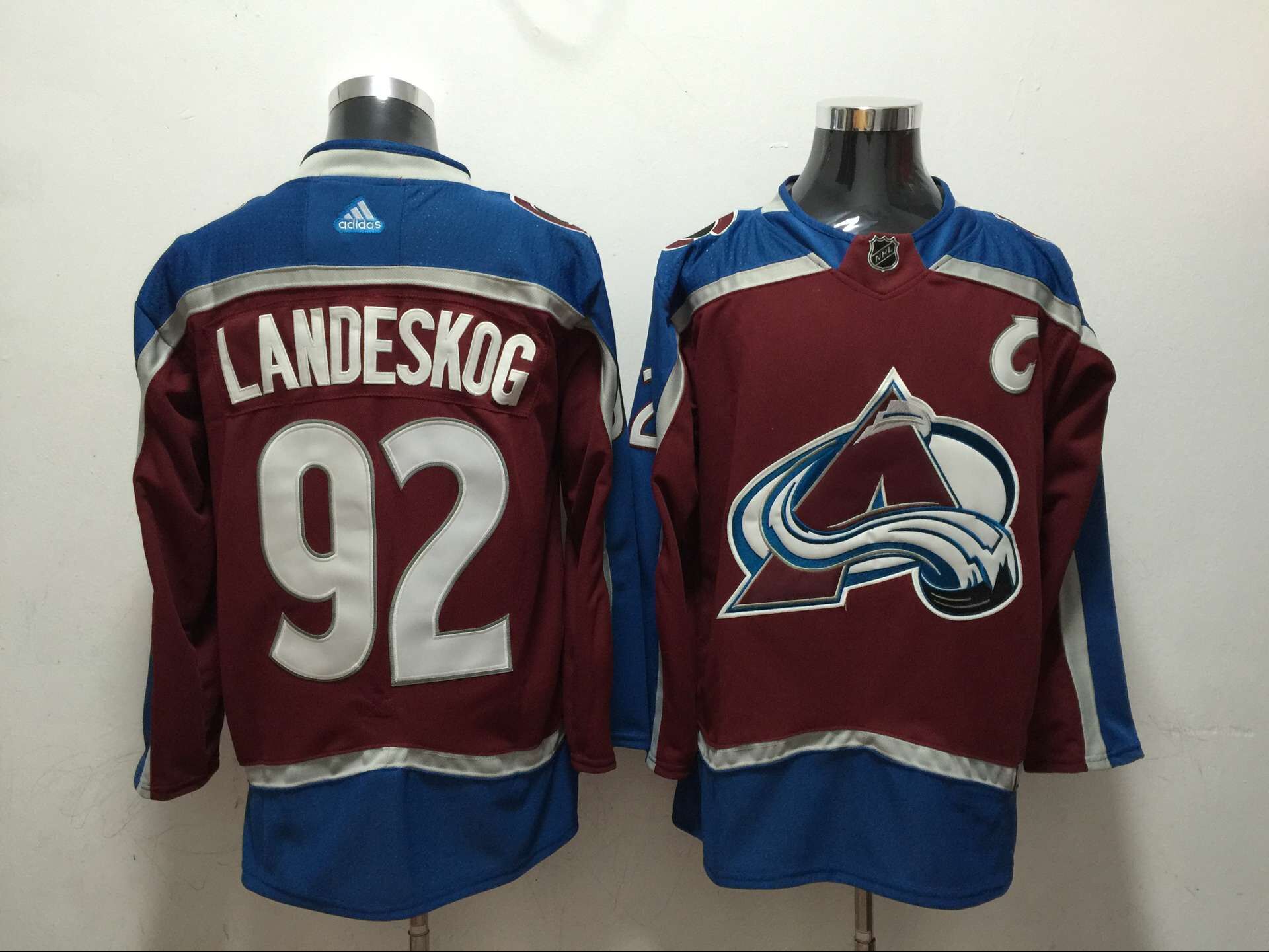 Men Colorado Avalanche 92 Landeskog Red Adidas Hockey Stitched NHL Jerseys